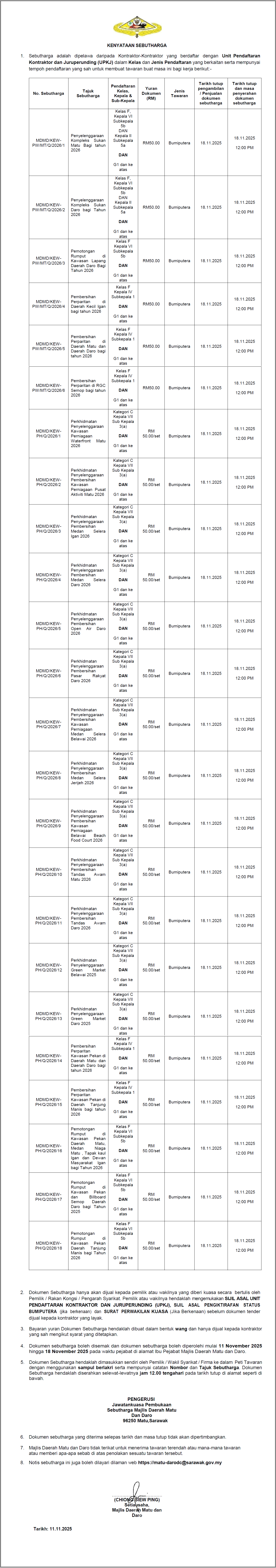 KENYATAAN SEBUTHARGA 11.11.2025