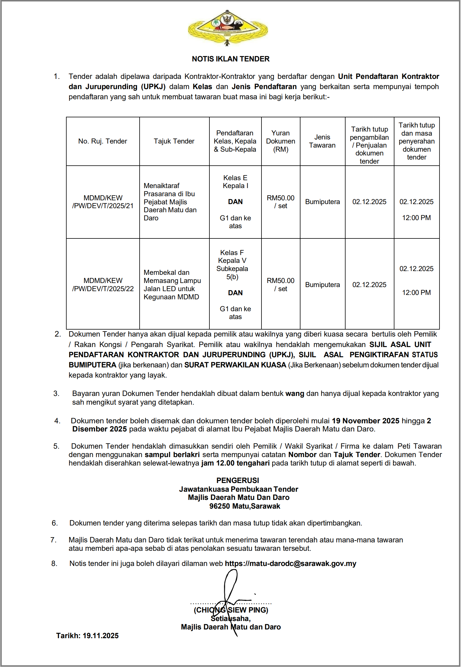 NOTIS IKLAN TENDER NOV.2.2025